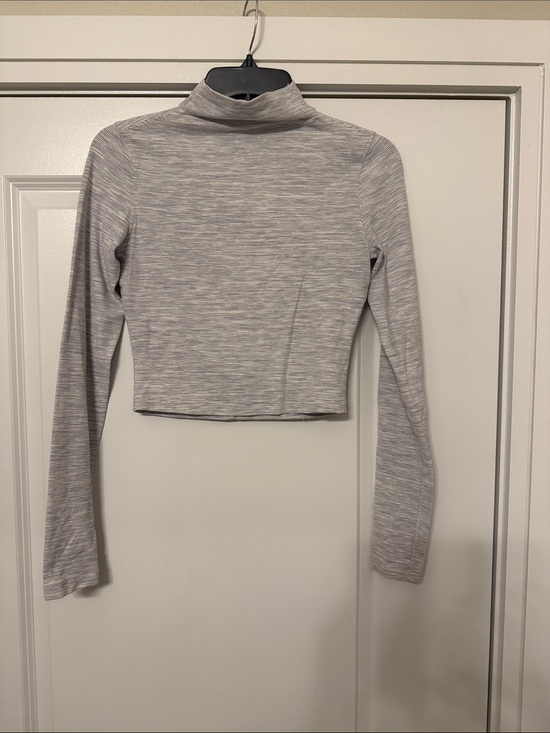 Lululemon Tops - lululemon athletica Light Gray Marled Turtleneck Crop Long Sleeve
